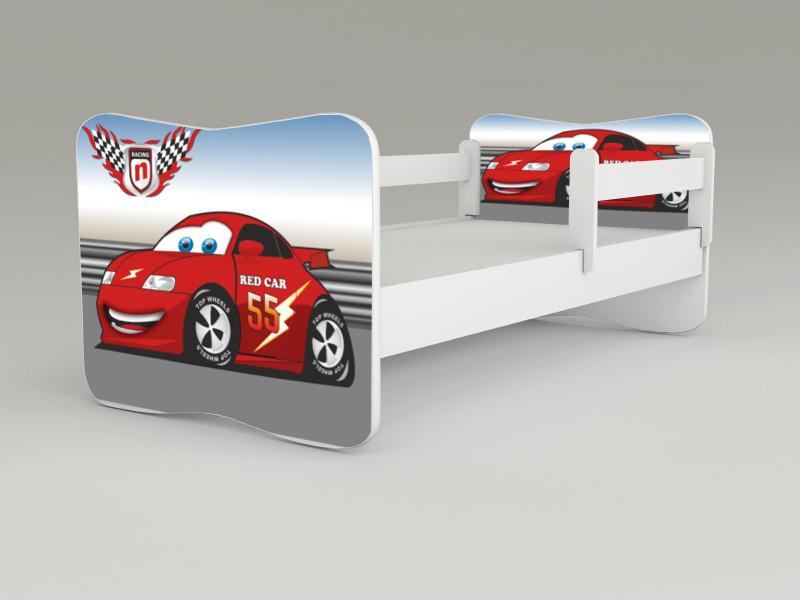 Detská posteľ s odnímateľnými zábranami Auto červené